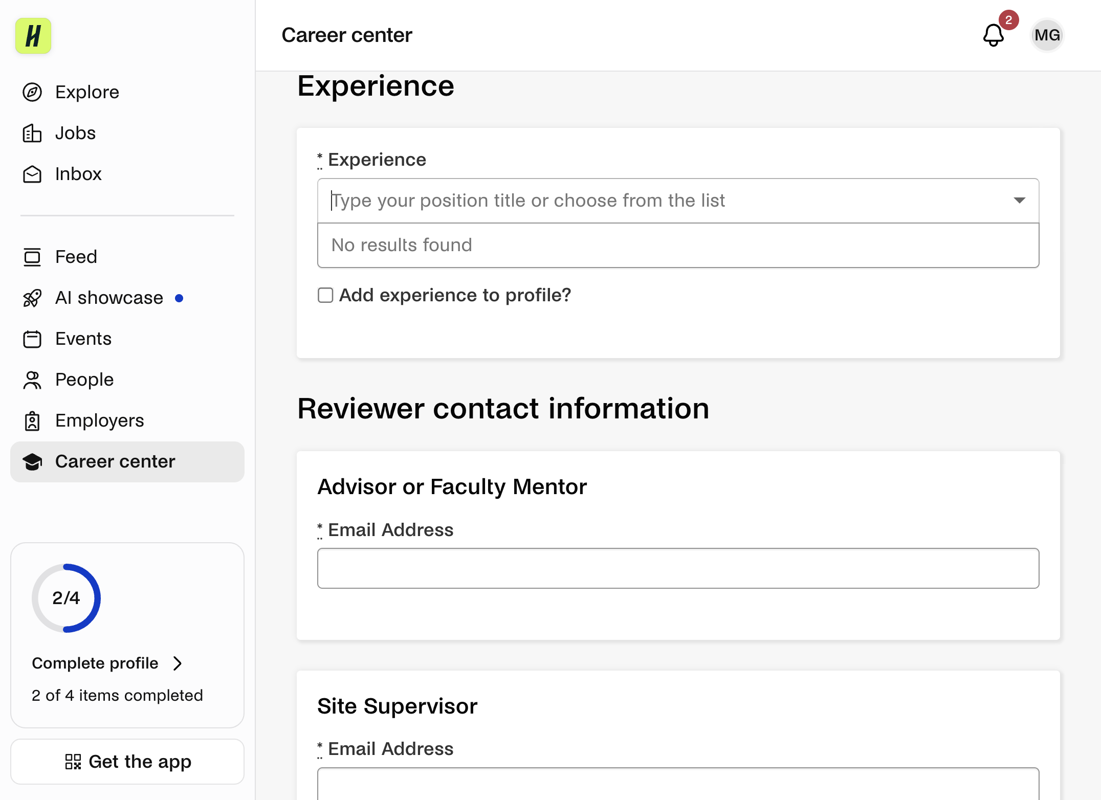 Enter the type of job shadowing for this experience.