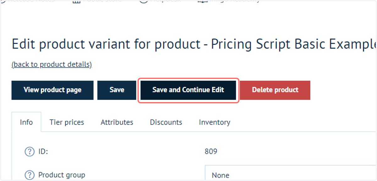 Click on Save and Continue Edit