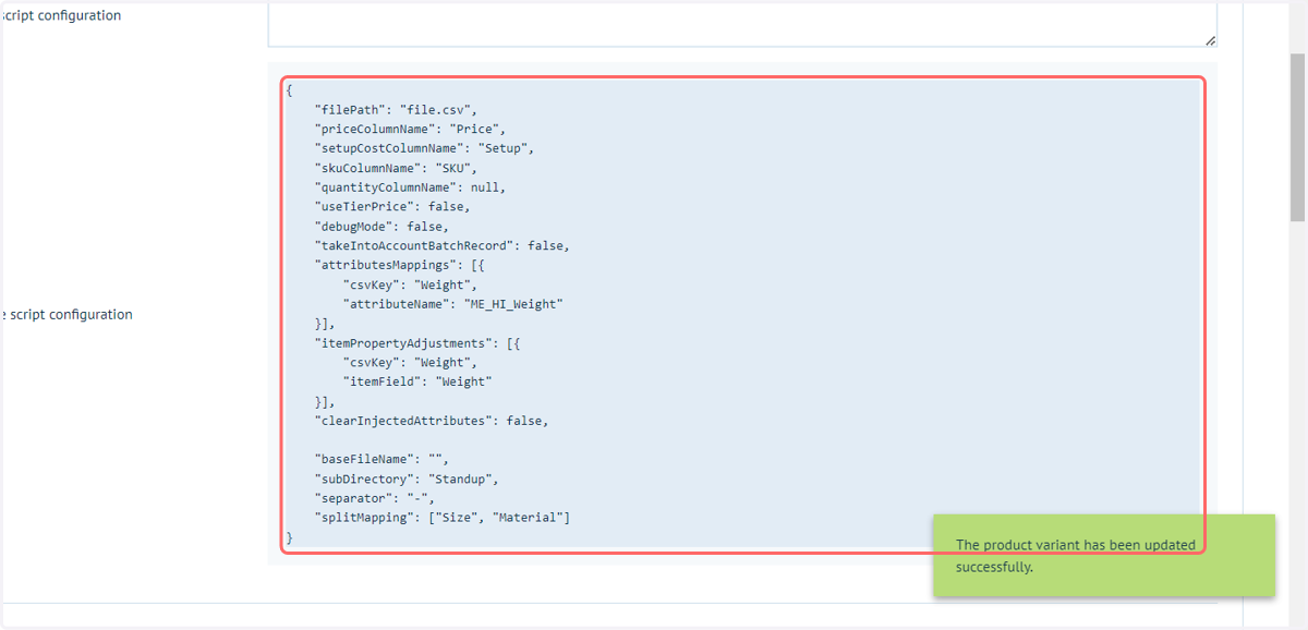 Example script configuration