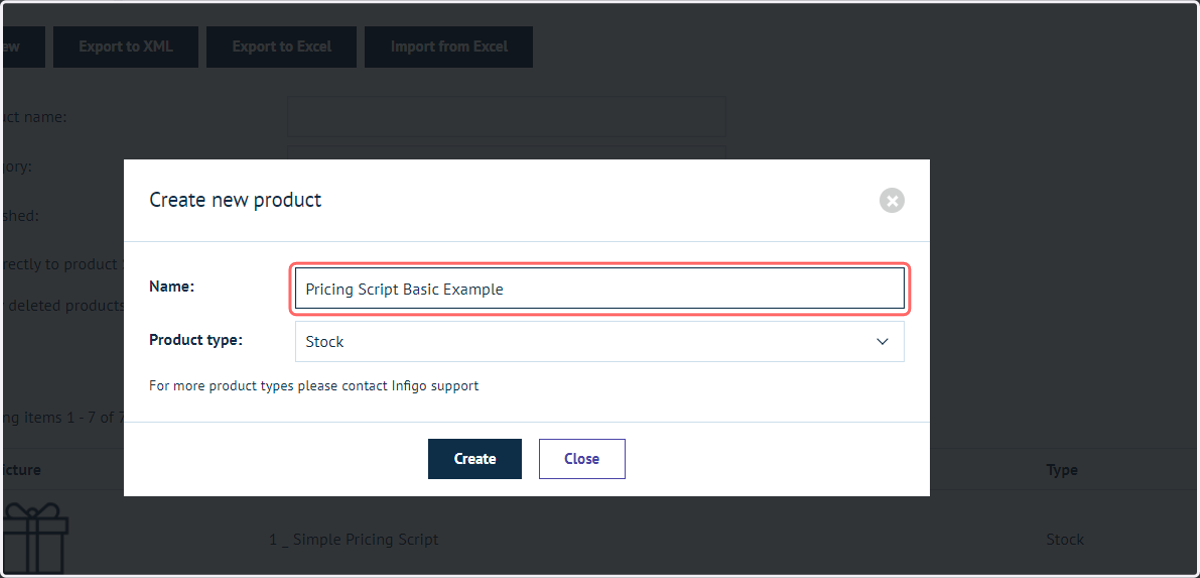 Navigate to or create a new product