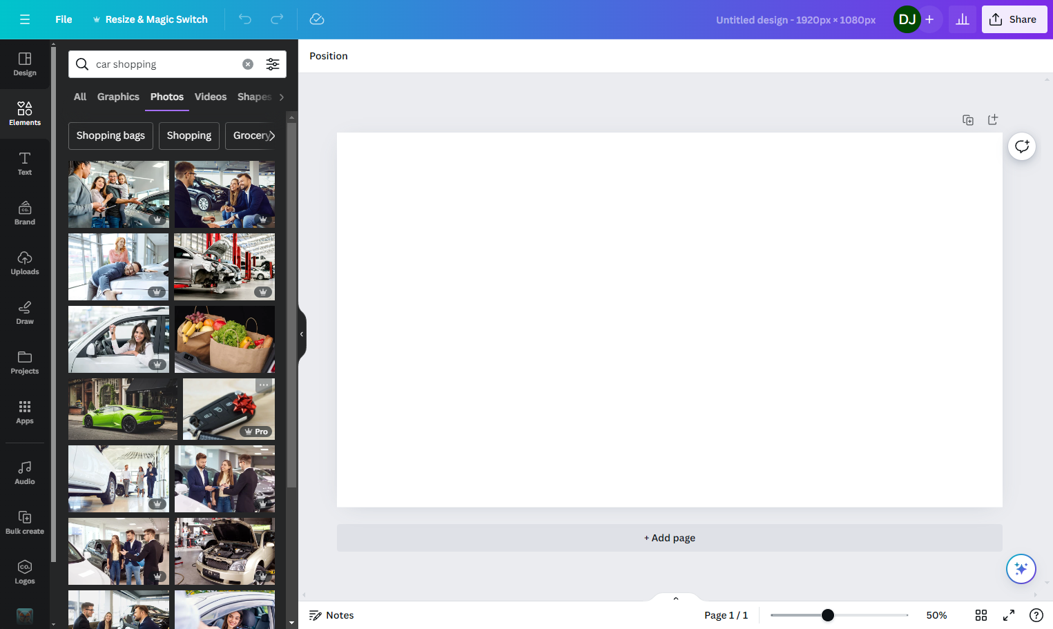 Click on the image that best matches the articles content to add it to the canvas, then resize it to fill the area
