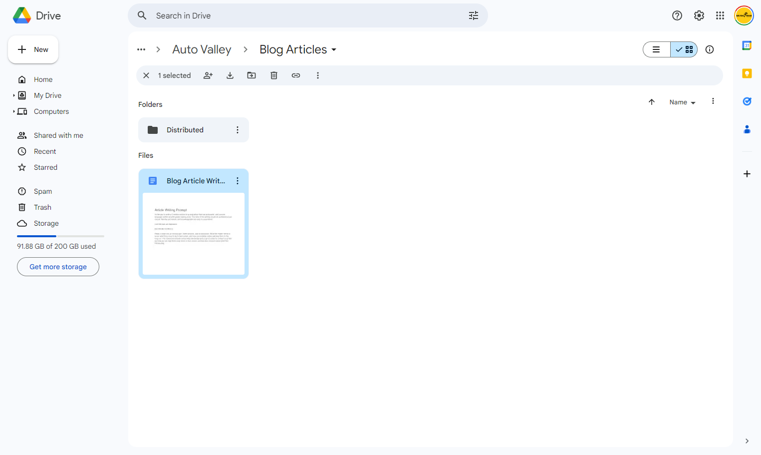 Open the Blog Article Writing Prompt document