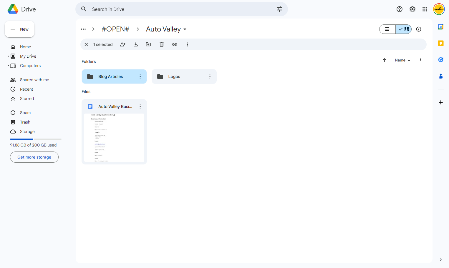 Locate the folder where the Blog Articles are stored (or create one if you don't have one)