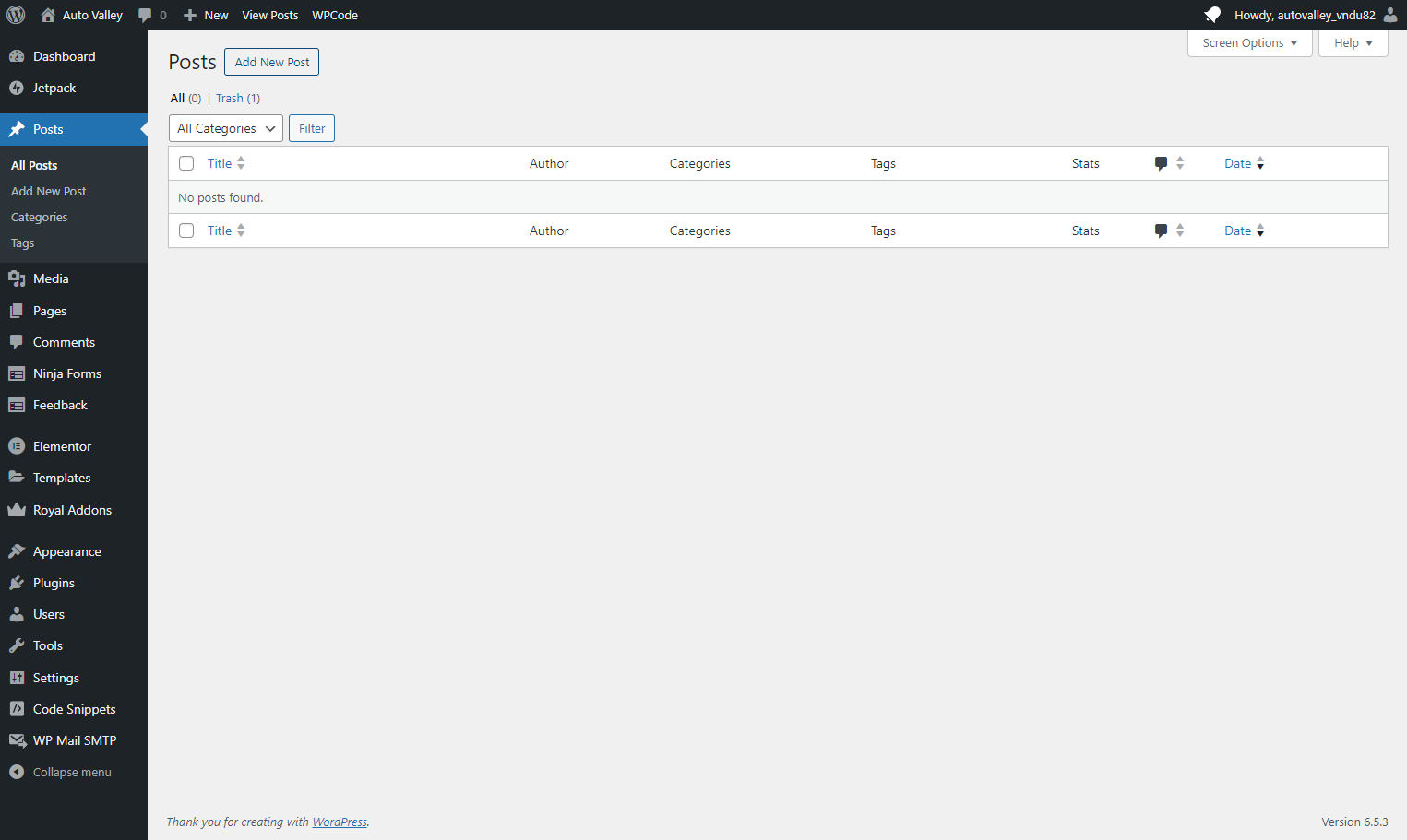 Click on Add New Post at the top left of the screen