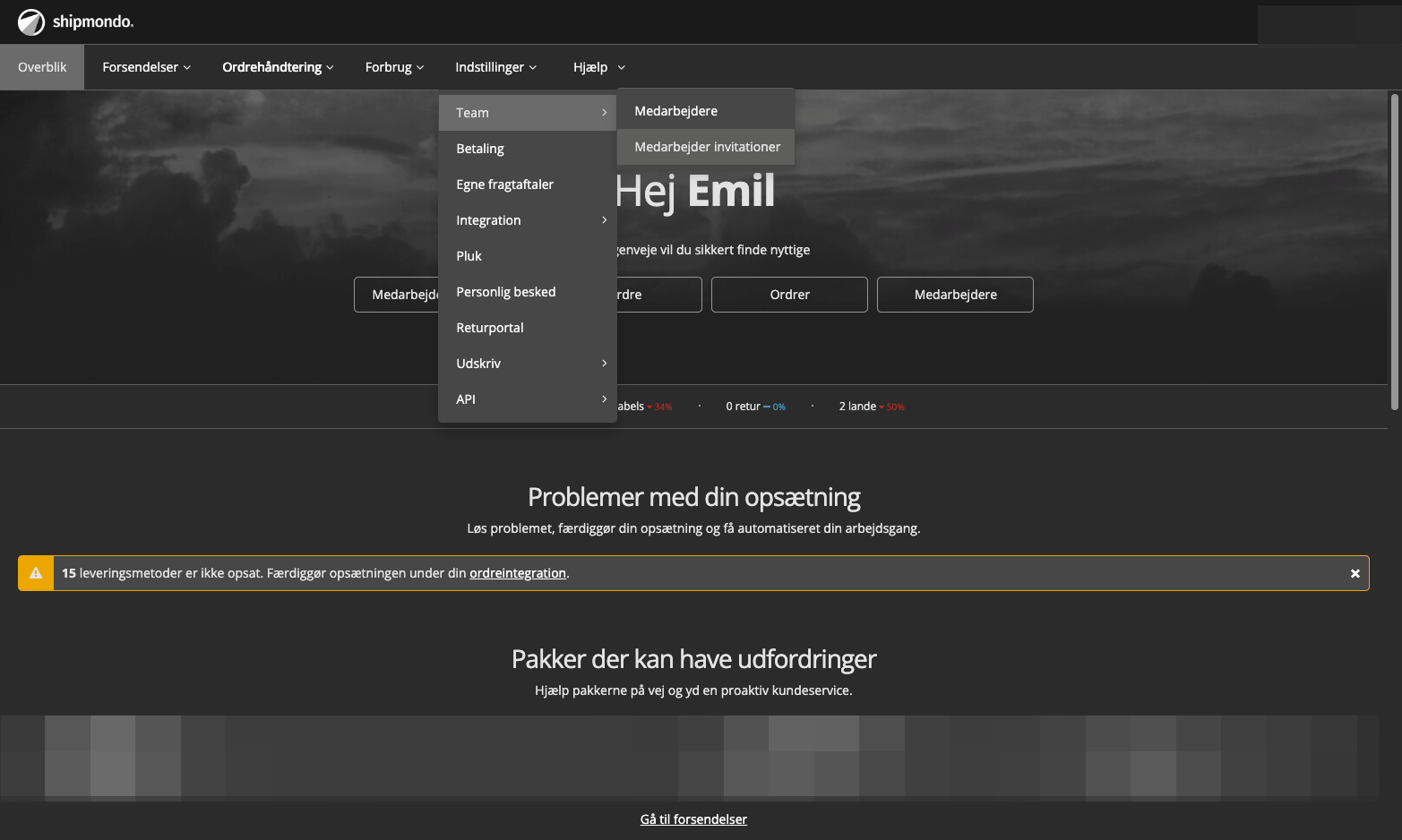 Click on Medarbejder invitationer