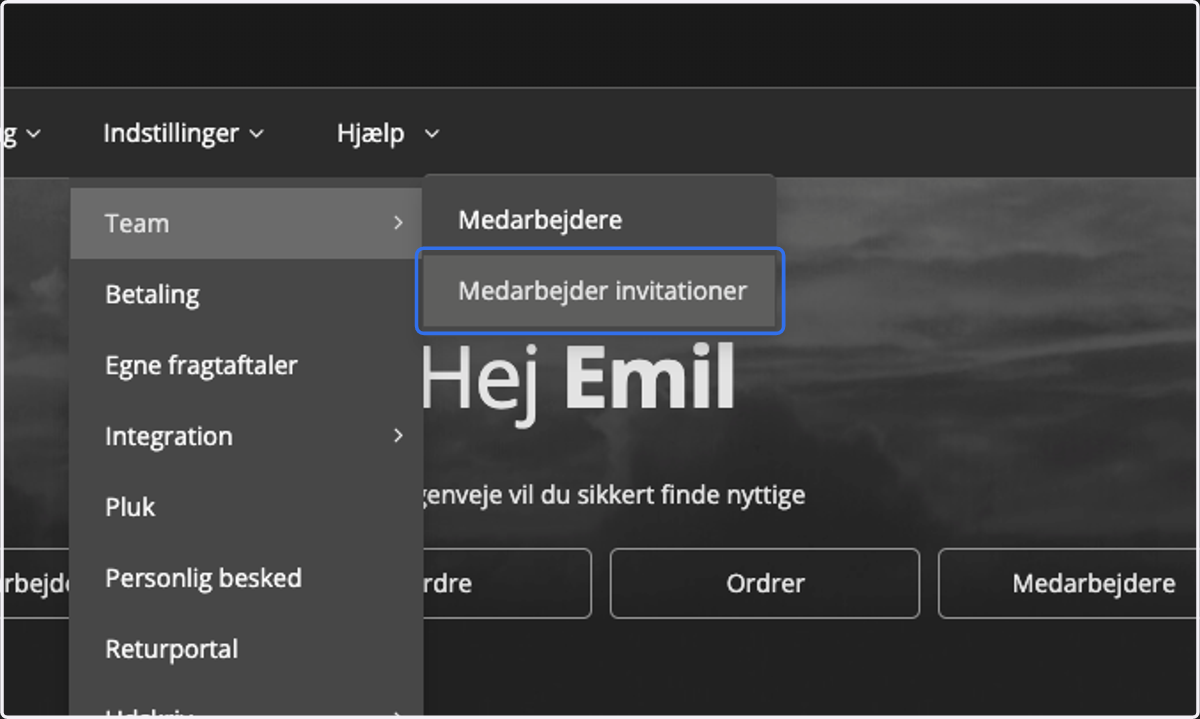 Click on Medarbejder invitationer