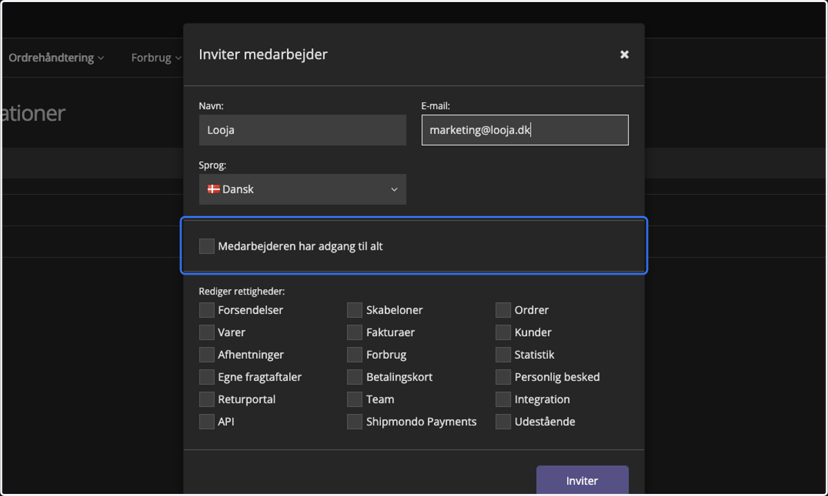 Click "Medarbejderen har adgang til alt"