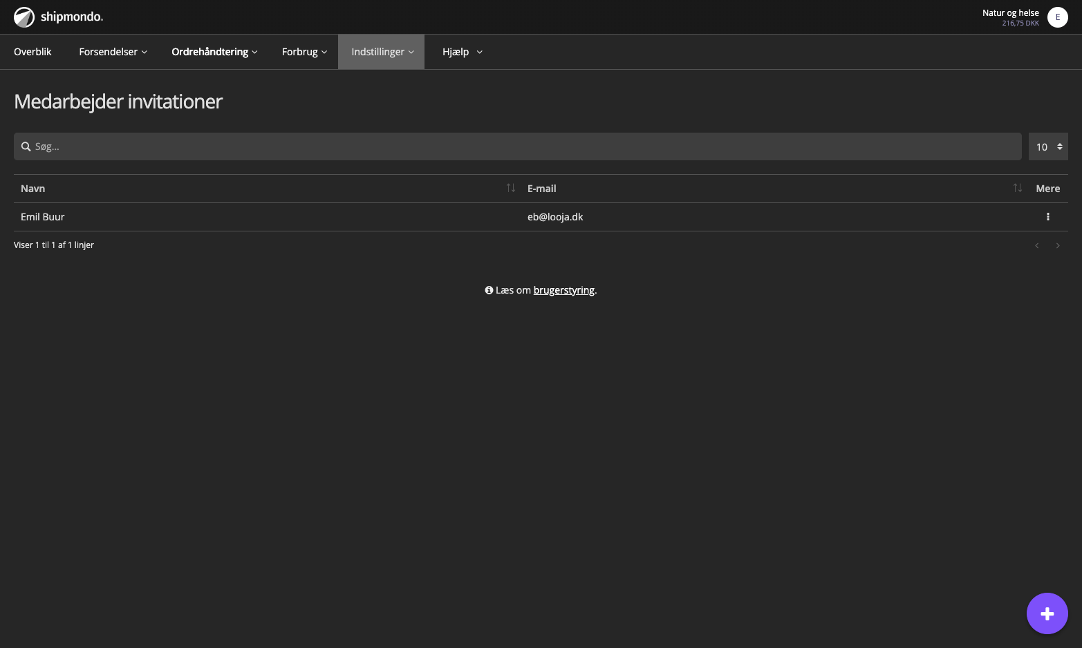 Click on Inviter medarbejder