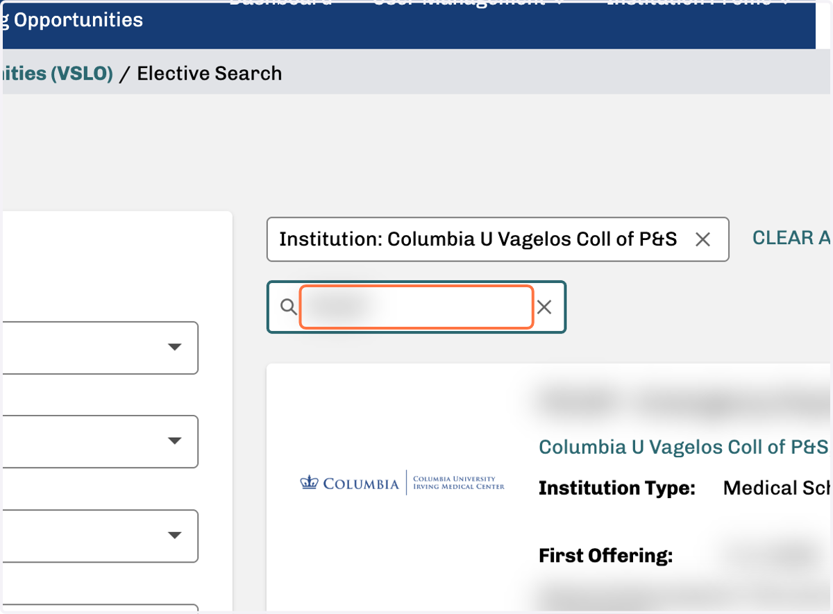 Search for elective course code