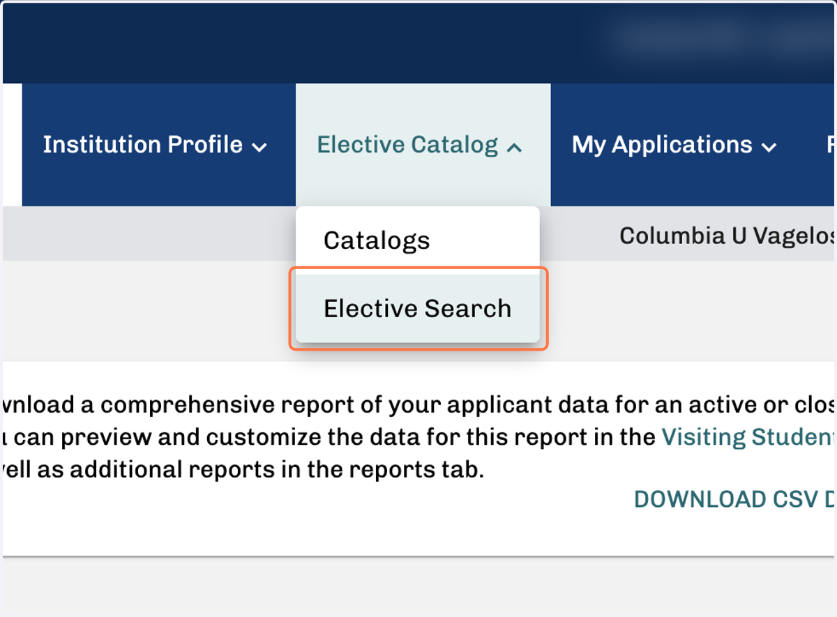 Click on Elective Search