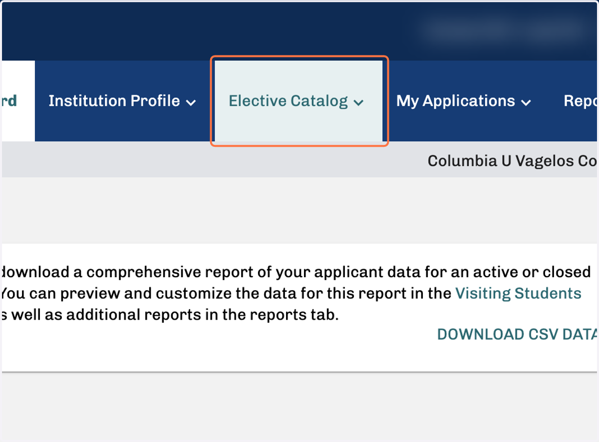 Click on Elective Catalog