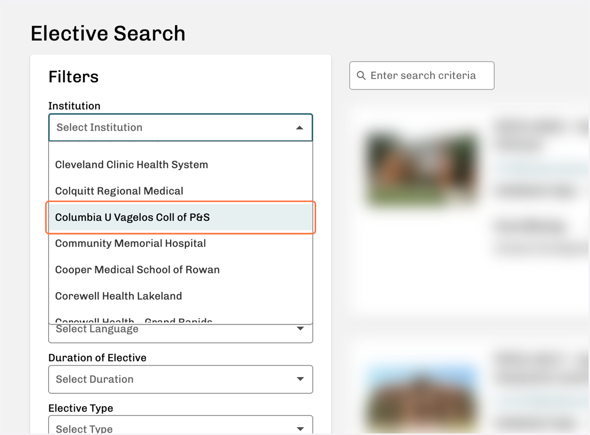 Click on Columbia U Vagelos Coll of P&S