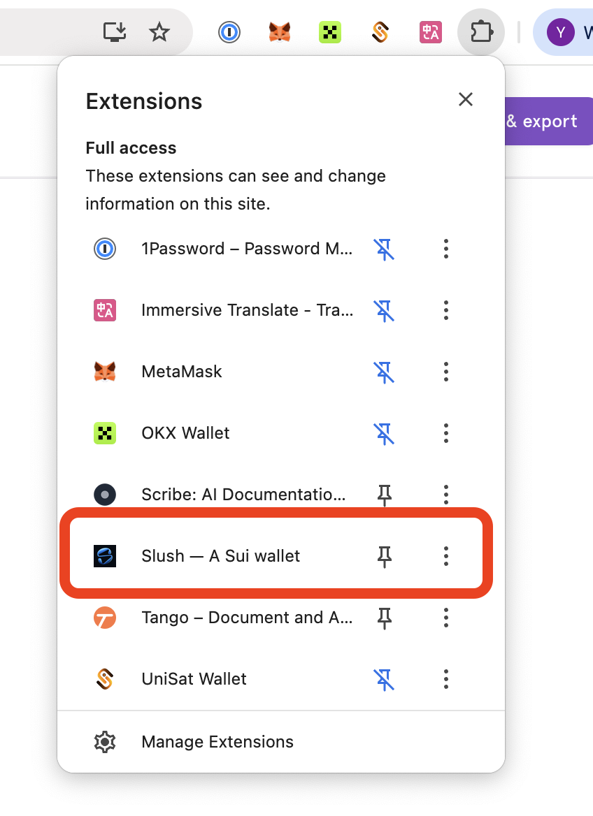 Click the Slush Wallet