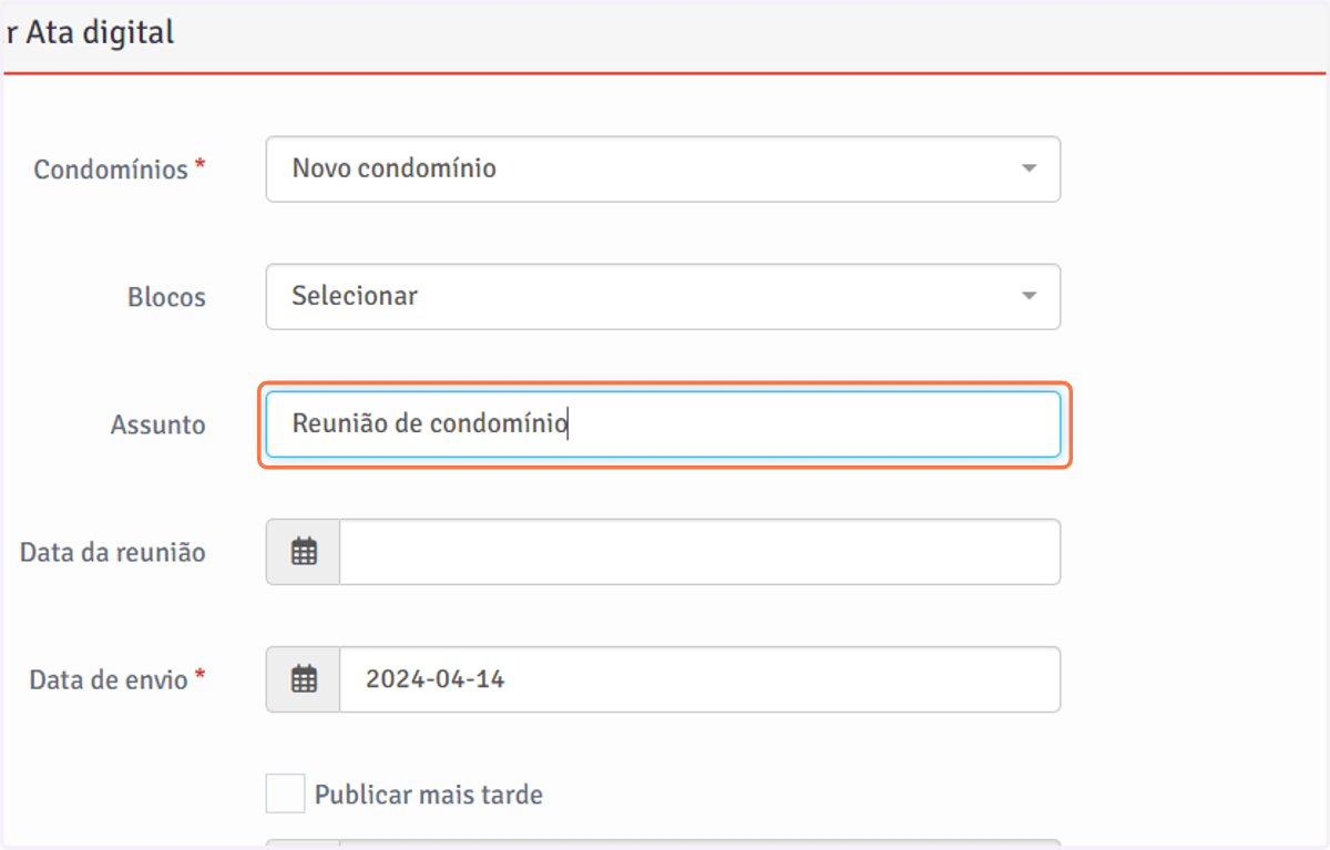 Digite o assunto da reunião.