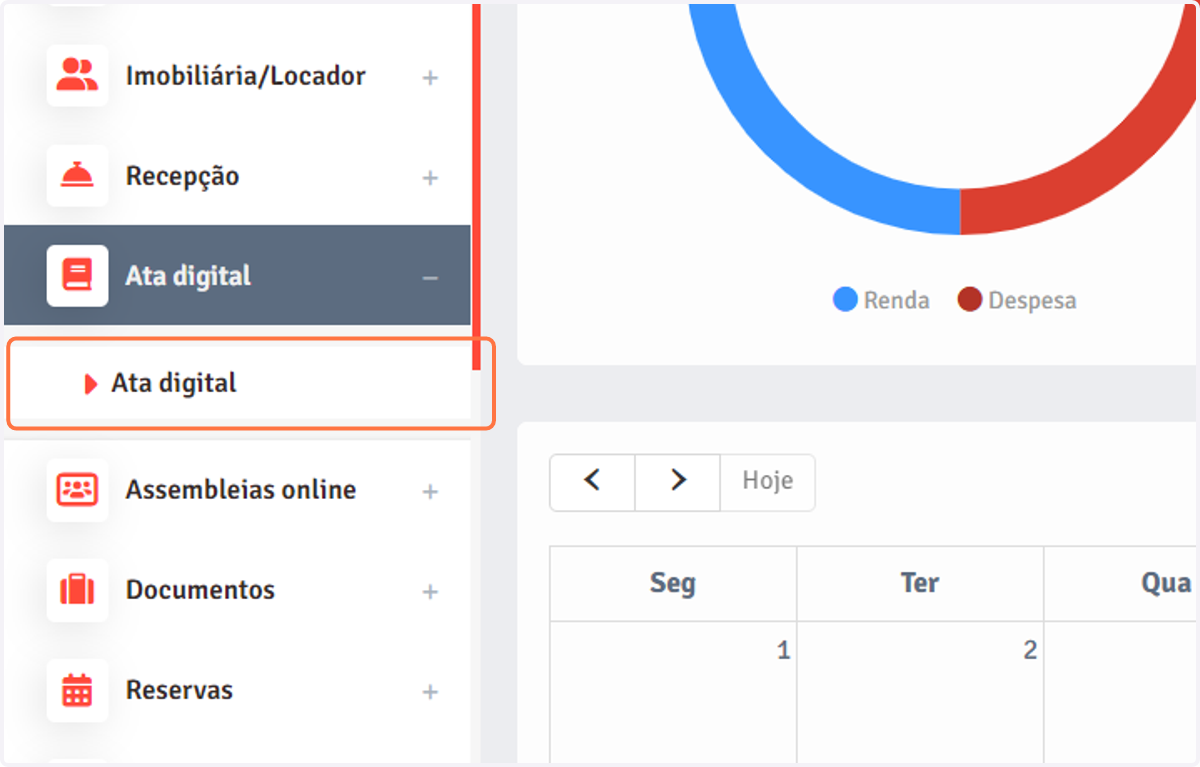 No submenu, selecione "Ata digital".