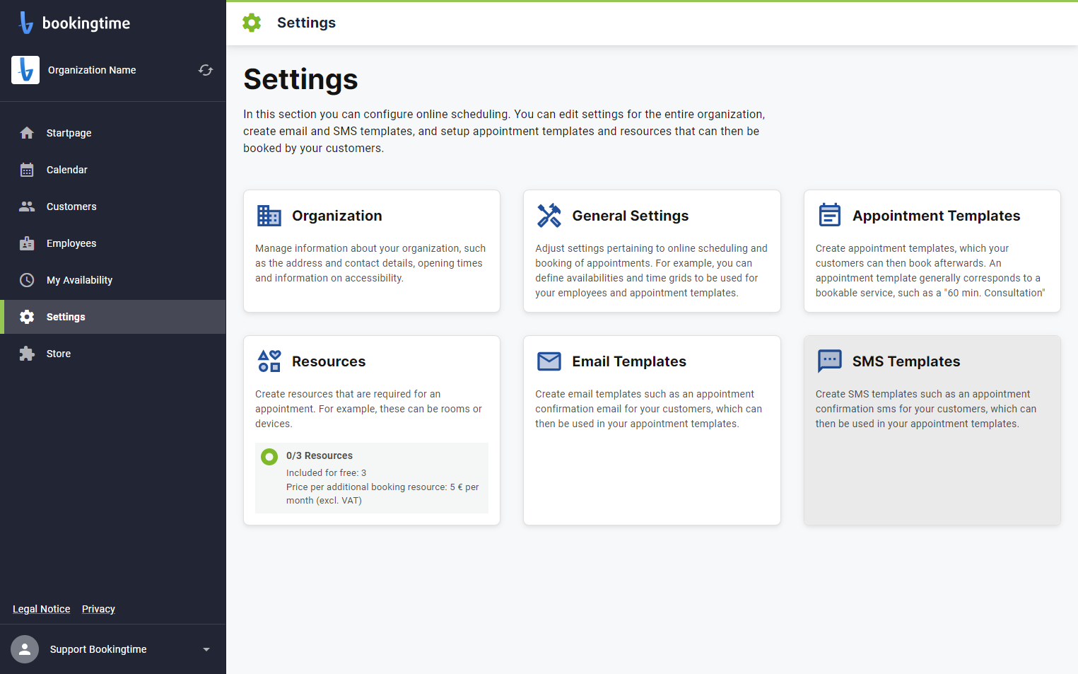Click on SMS Templates