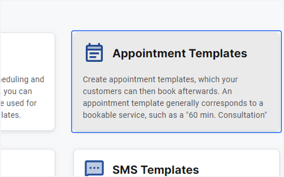 Click on Appointment Templates