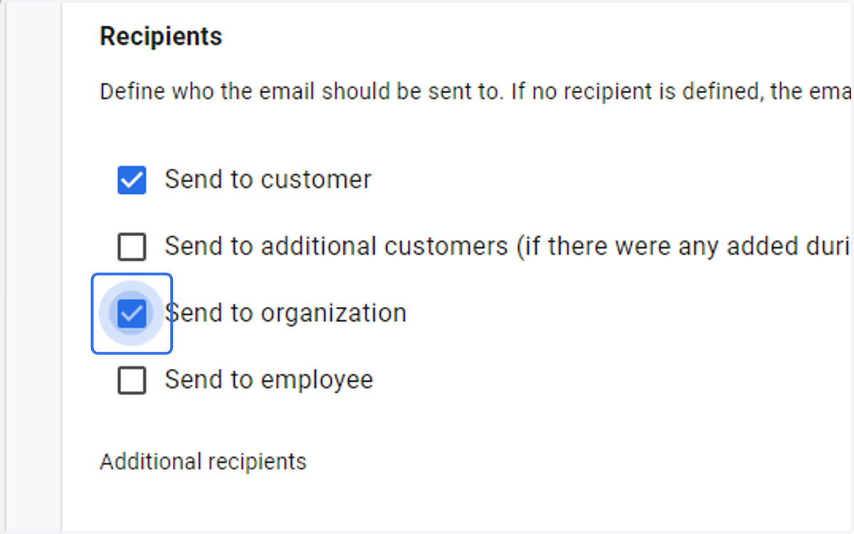 Confirmations can be sent to more than one recipient or in CC to the Organization or an employee