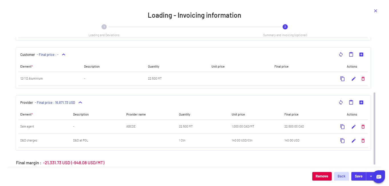Similarly, you can also add specific costs from providers