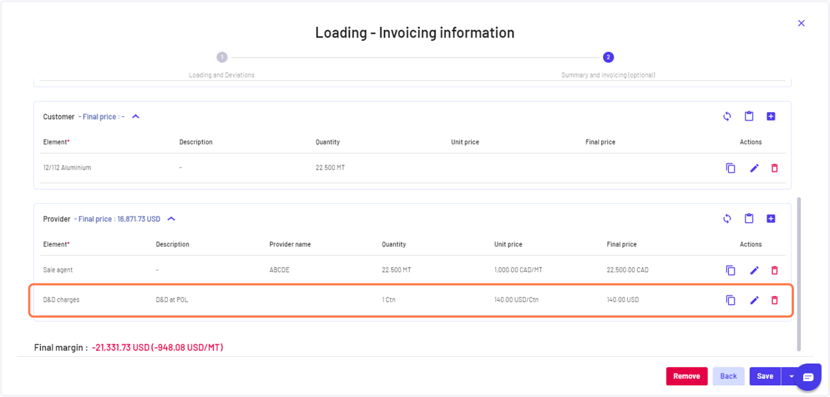 Similarly, you can also add specific costs from providers