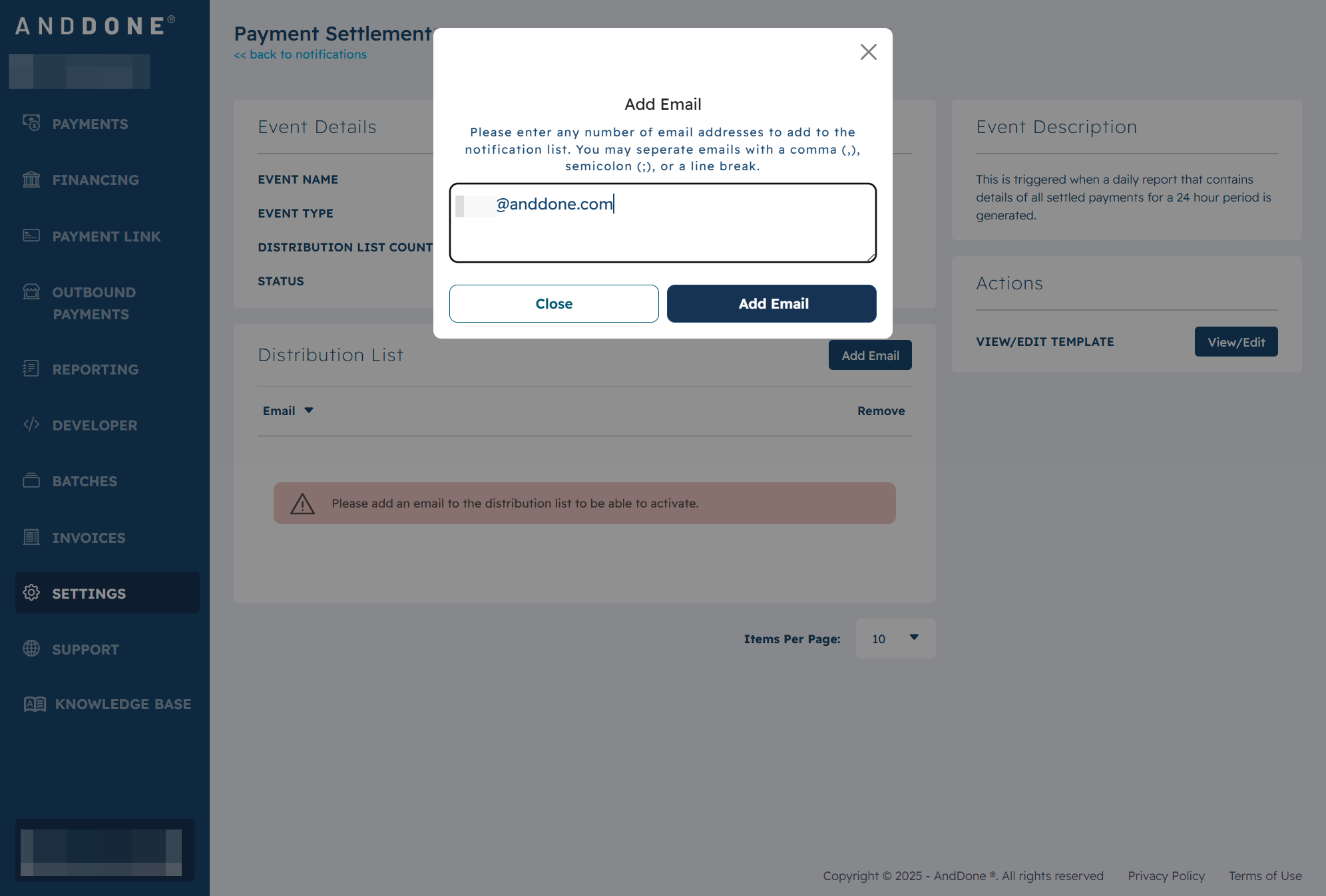 Click on Add Email