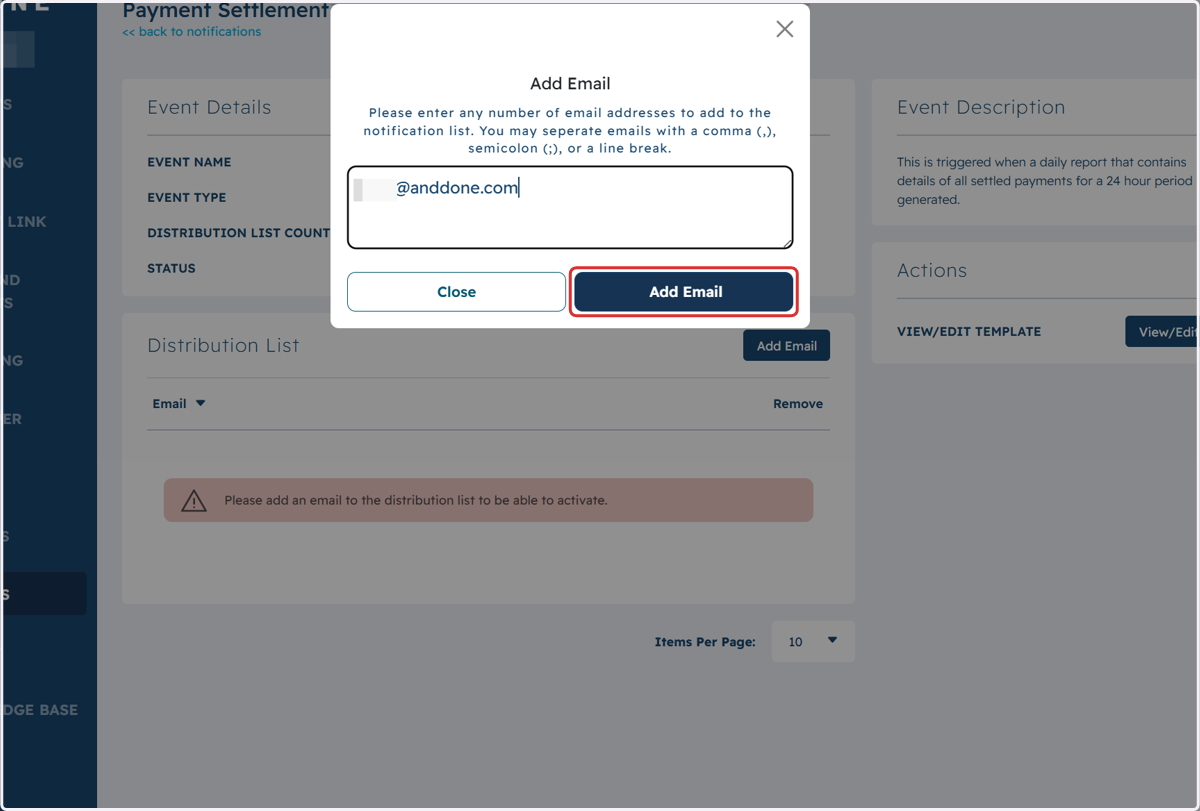 Click on Add Email