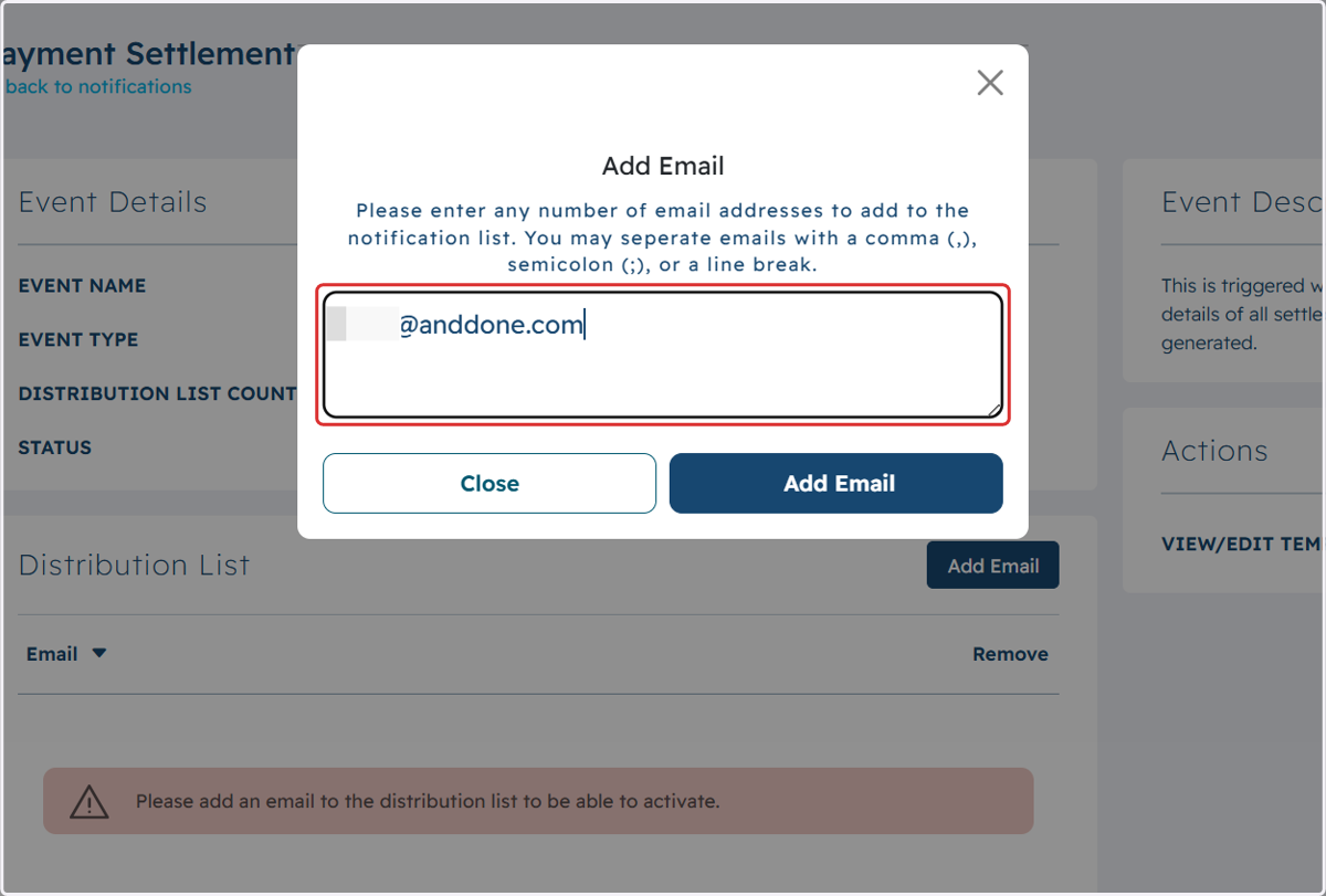Type in the email address you want to receive the reports
