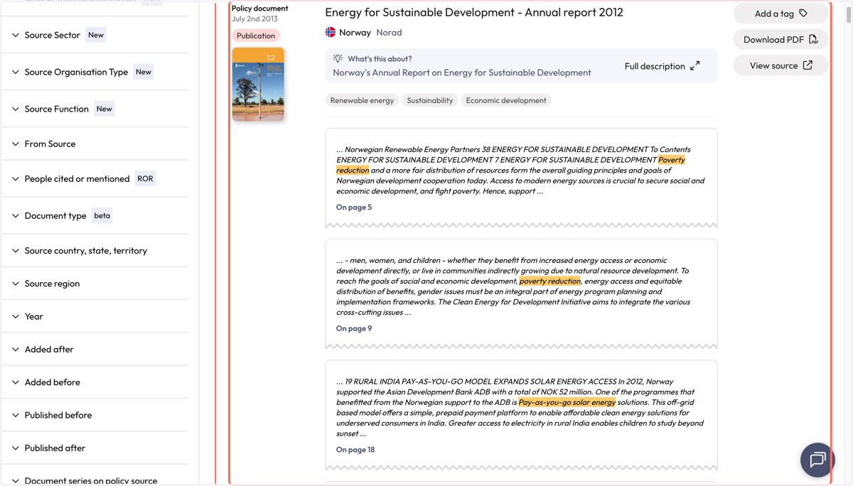 Review results for relevancy and accuracy. Search terms will be highlighted in the results.