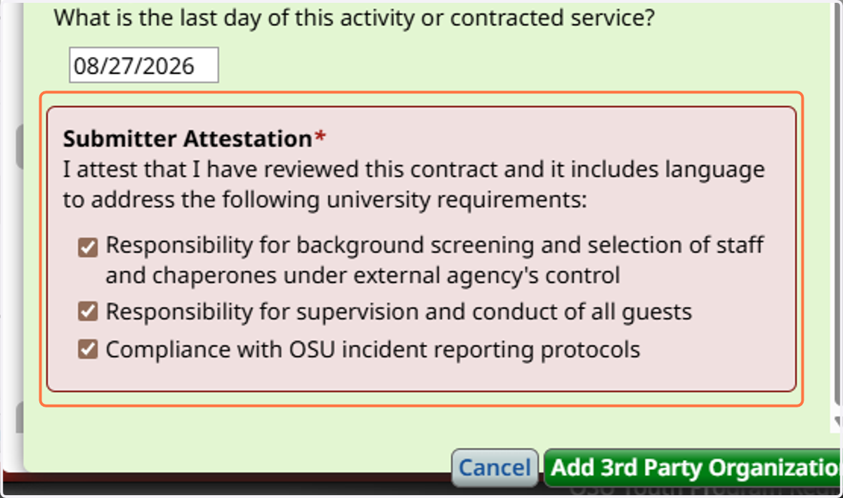 Review and confirm the Submitter Attestation