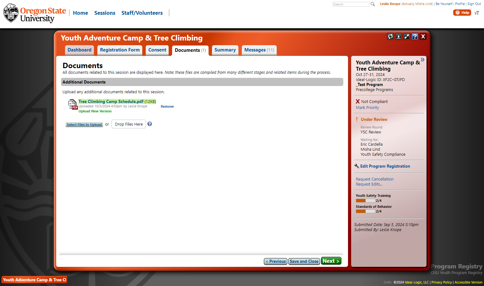 After uploading, the file will be visible under the Additional Documents heading