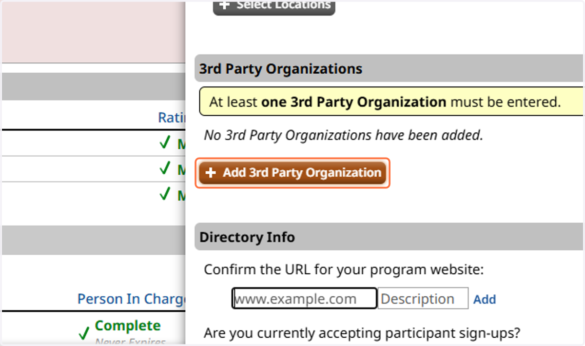 Click on Add 3rd Party Organization