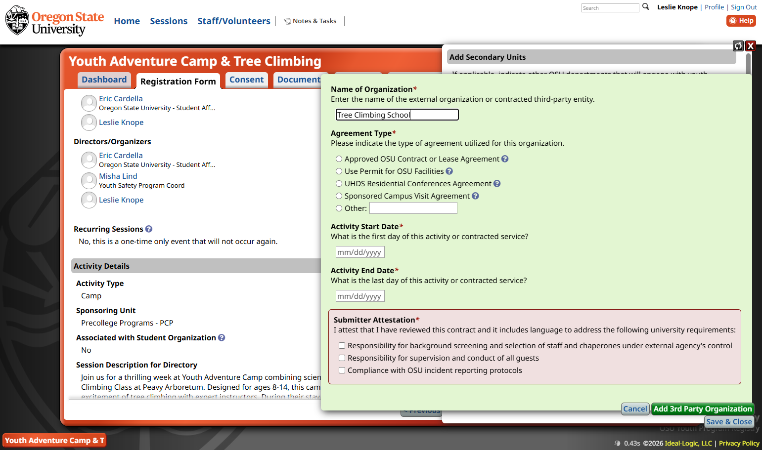 Select the appropriate type of agreement from the list