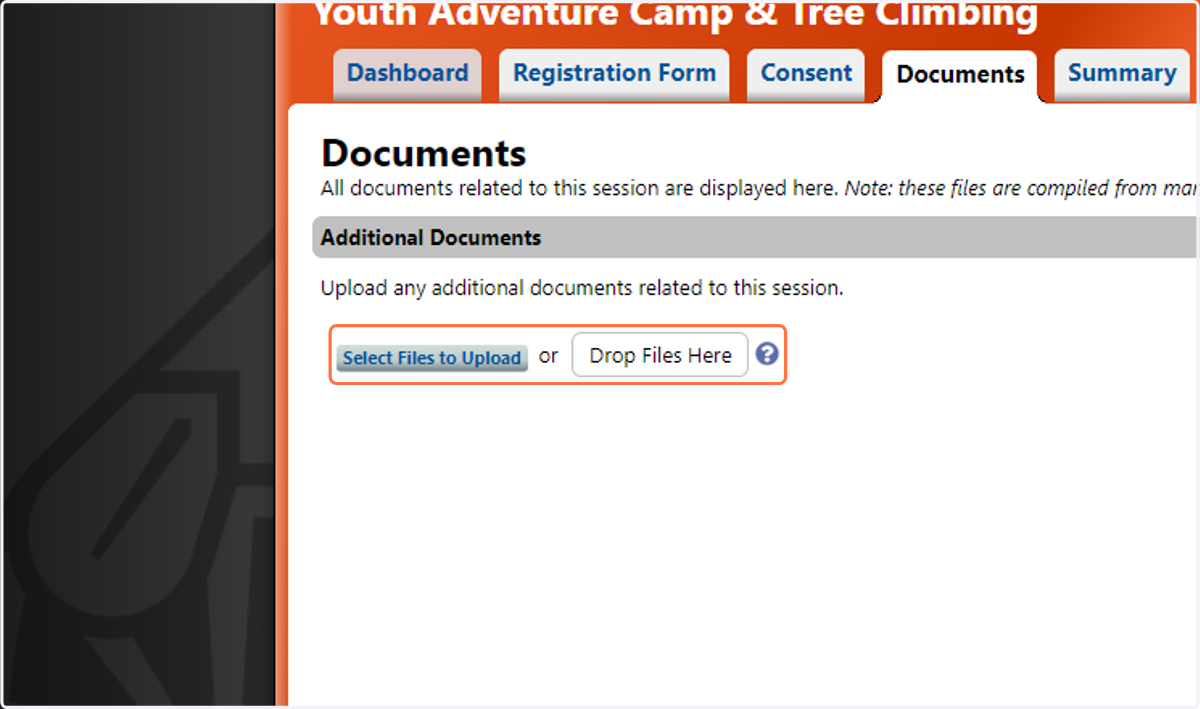 Click on Select Files to Upload or drag and drop the file onto Drop Files Here