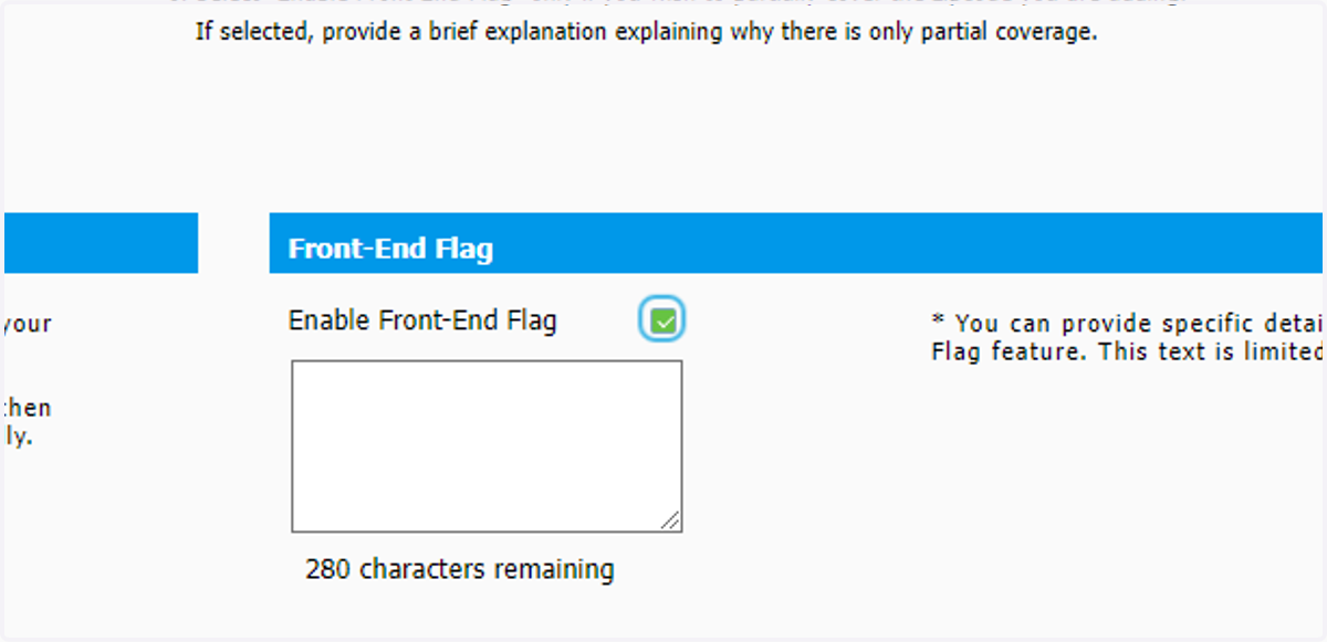 Check enable Front-End Flag