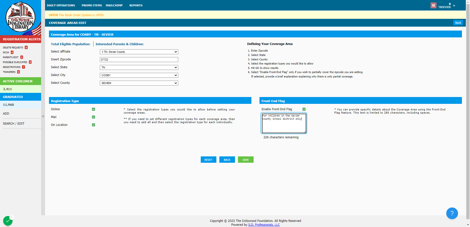 Type message you would like to show for the selected postcode combination Then SAVE