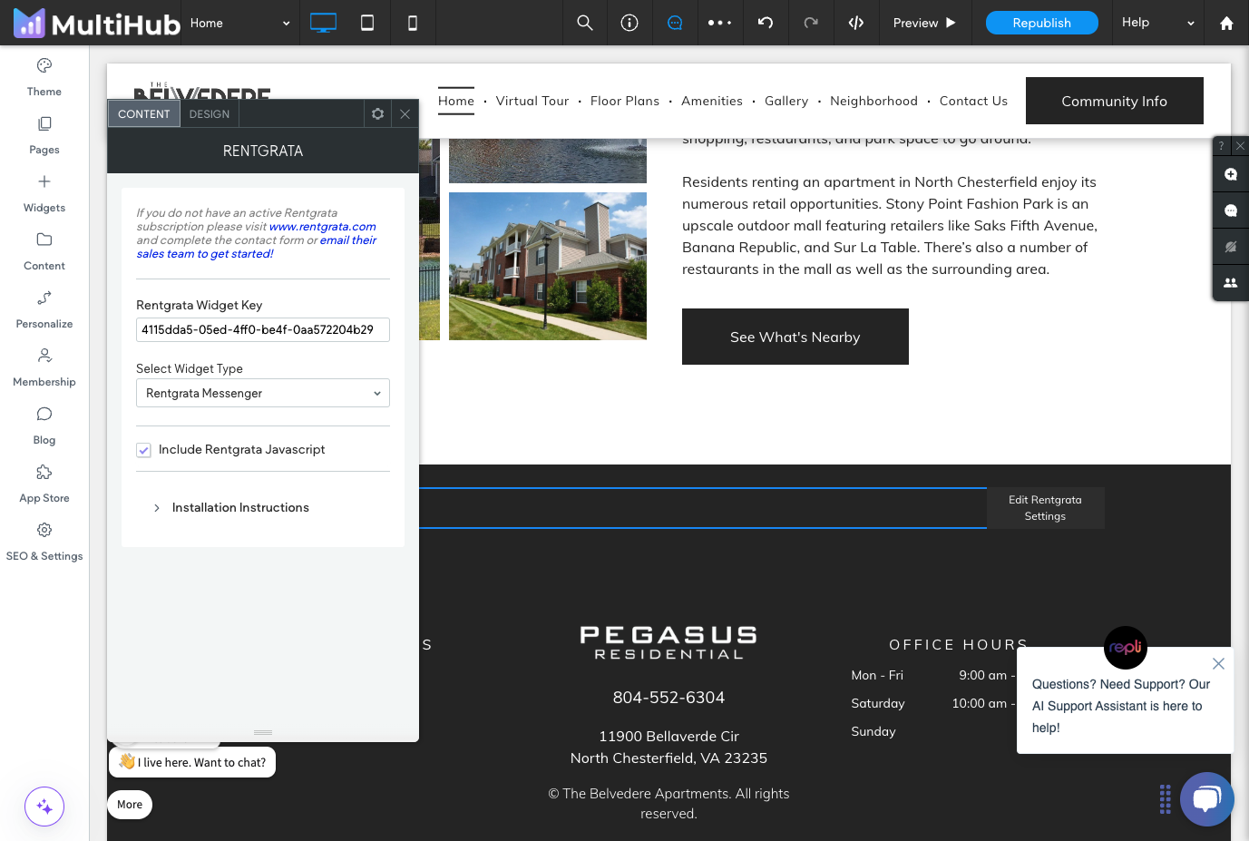 Add in your Rentgrata Widget Key