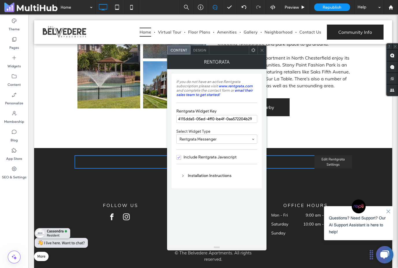 The Rentgrata Messenger will now show on the lower left-hand side of your property website