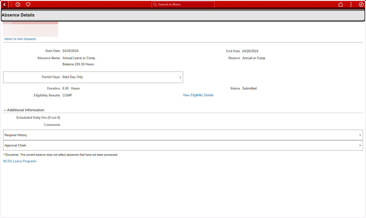 Step 8: Viewing Absence Request Details