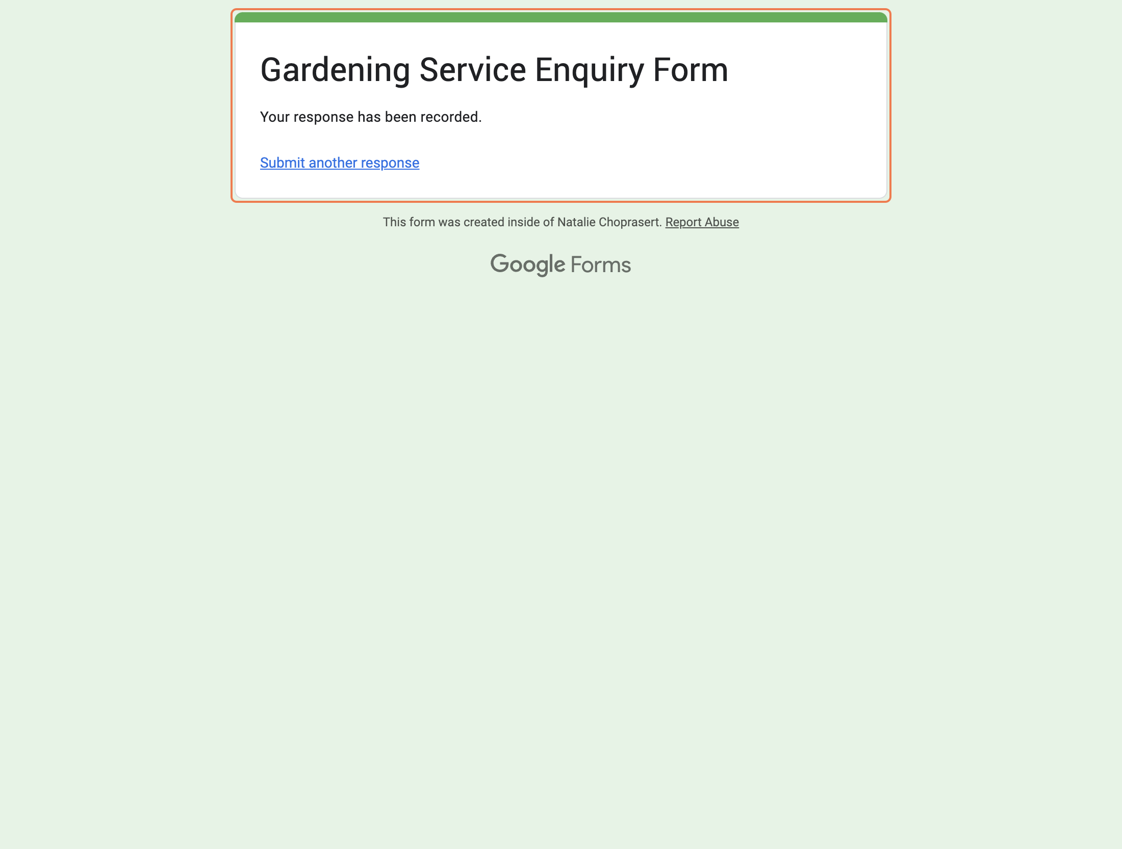 Click on Gardening Service Enquiry Form…