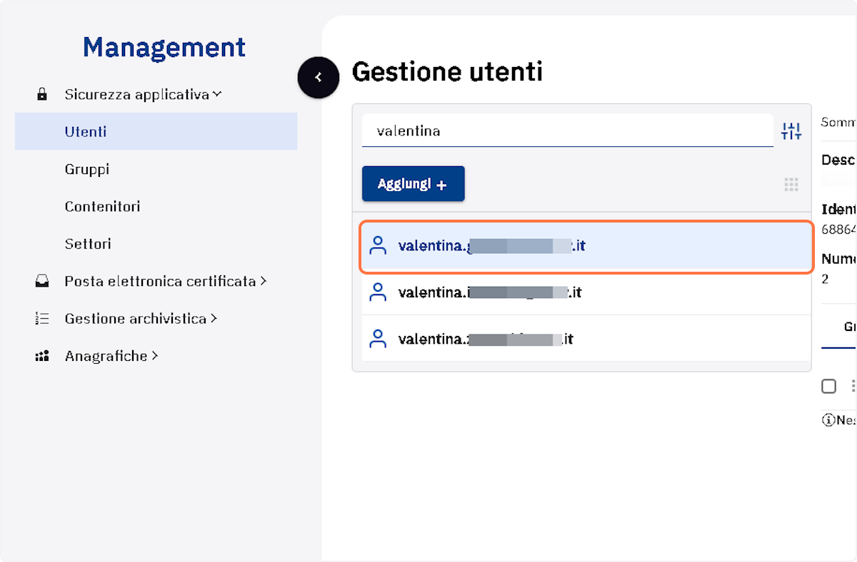 Cliccare sull'account dell'utente