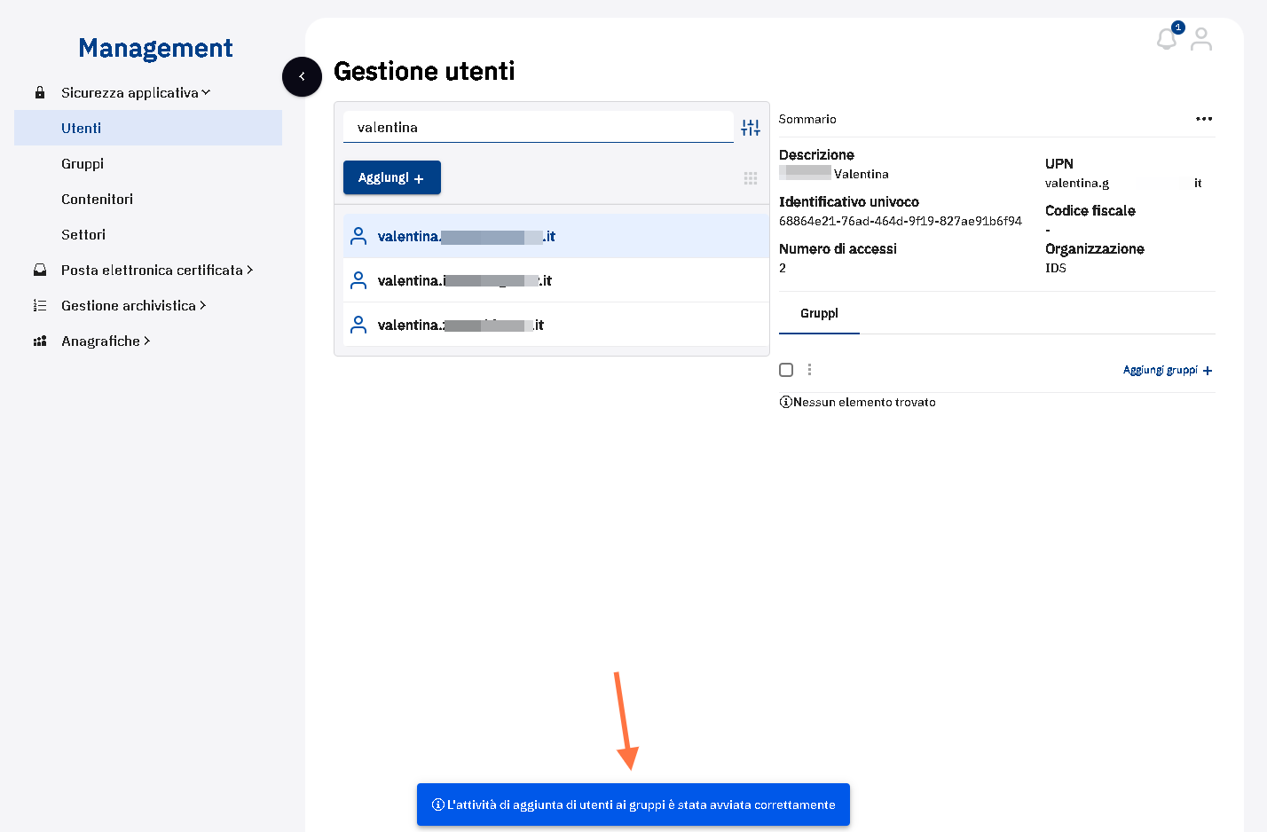 Verificare il corretto avviamento dell'attività di modifica richiesta