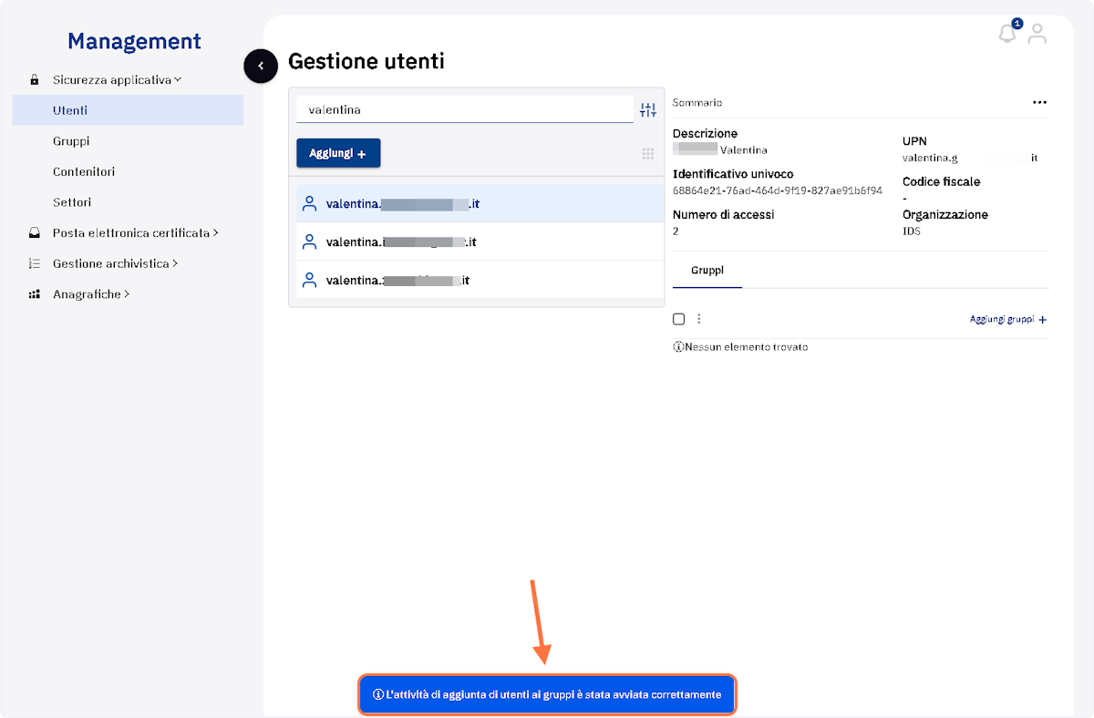 Verificare il corretto avviamento dell'attività di modifica richiesta