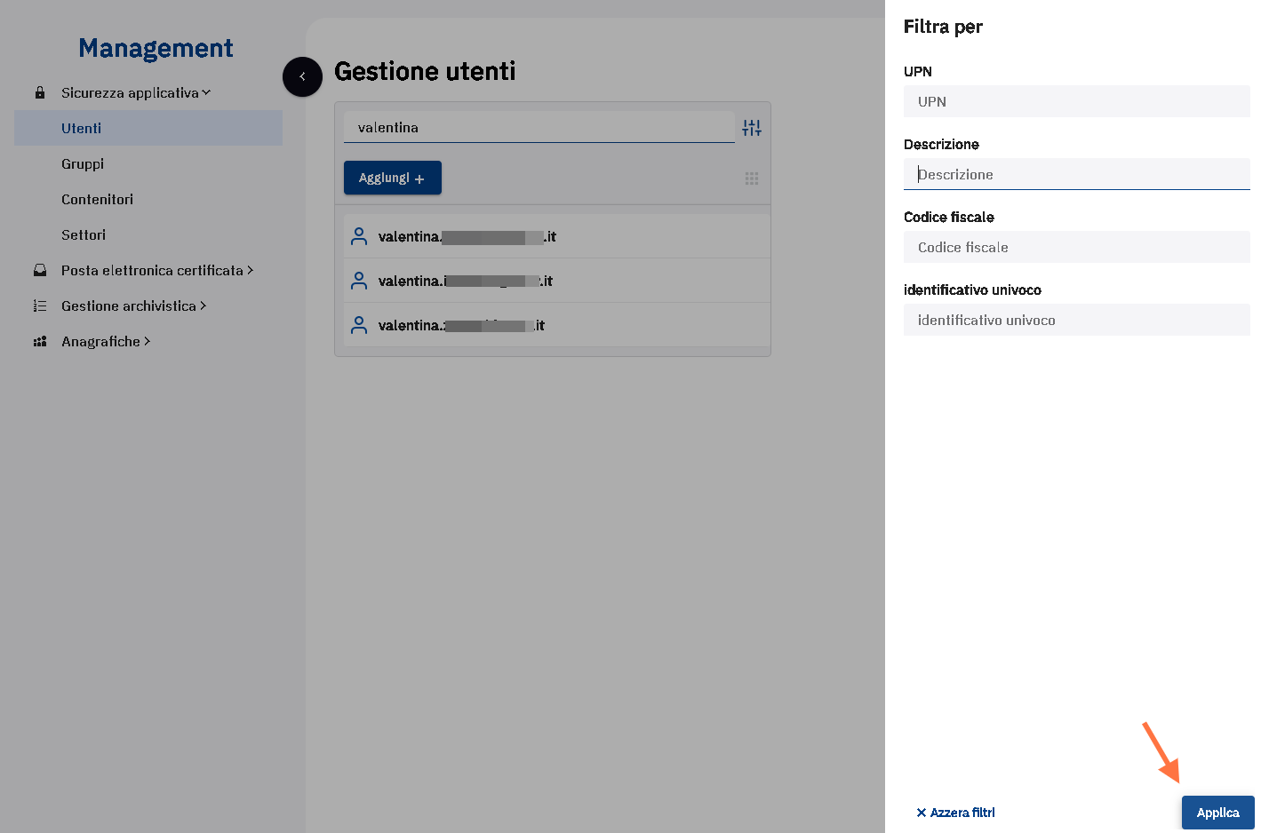 Cliccare sul pulsante "Applica"