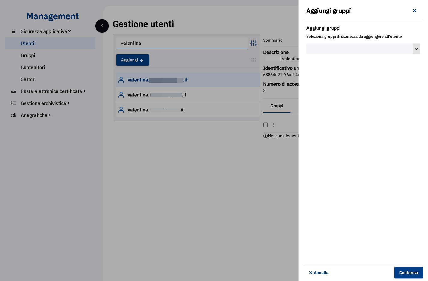 Cliccare sulla freccia per aprire il menu a tendina
