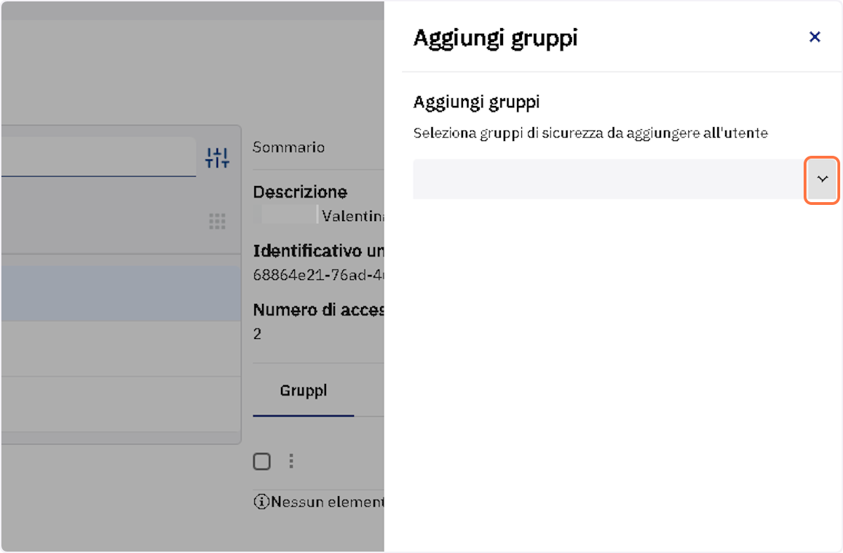 Cliccare sulla freccia per aprire il menu a tendina