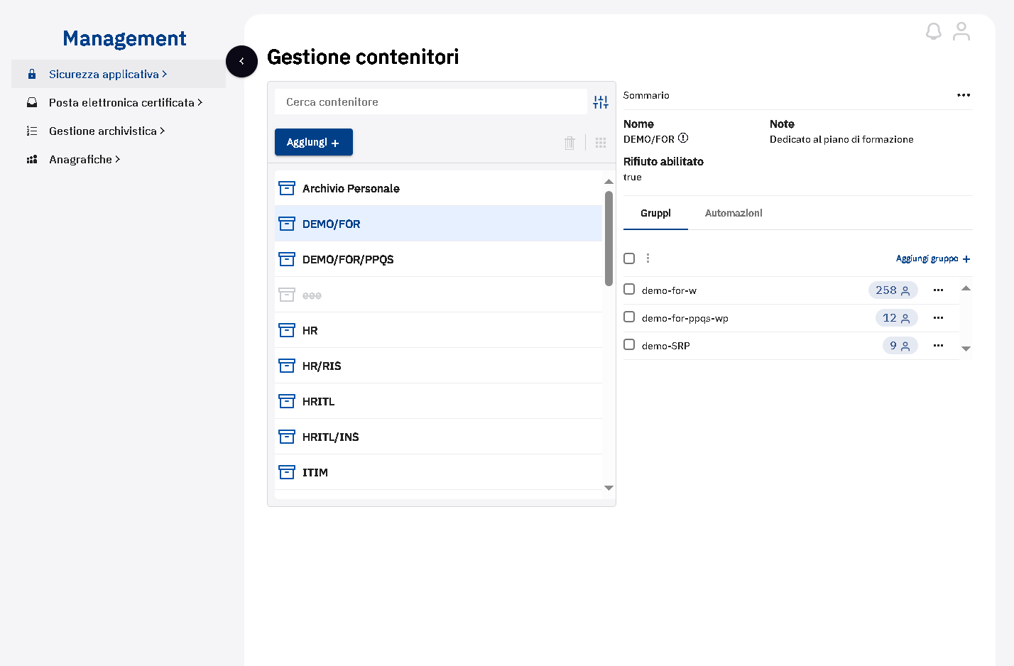 Cliccare sulla voce di menu  "Sicurezza applicativa"