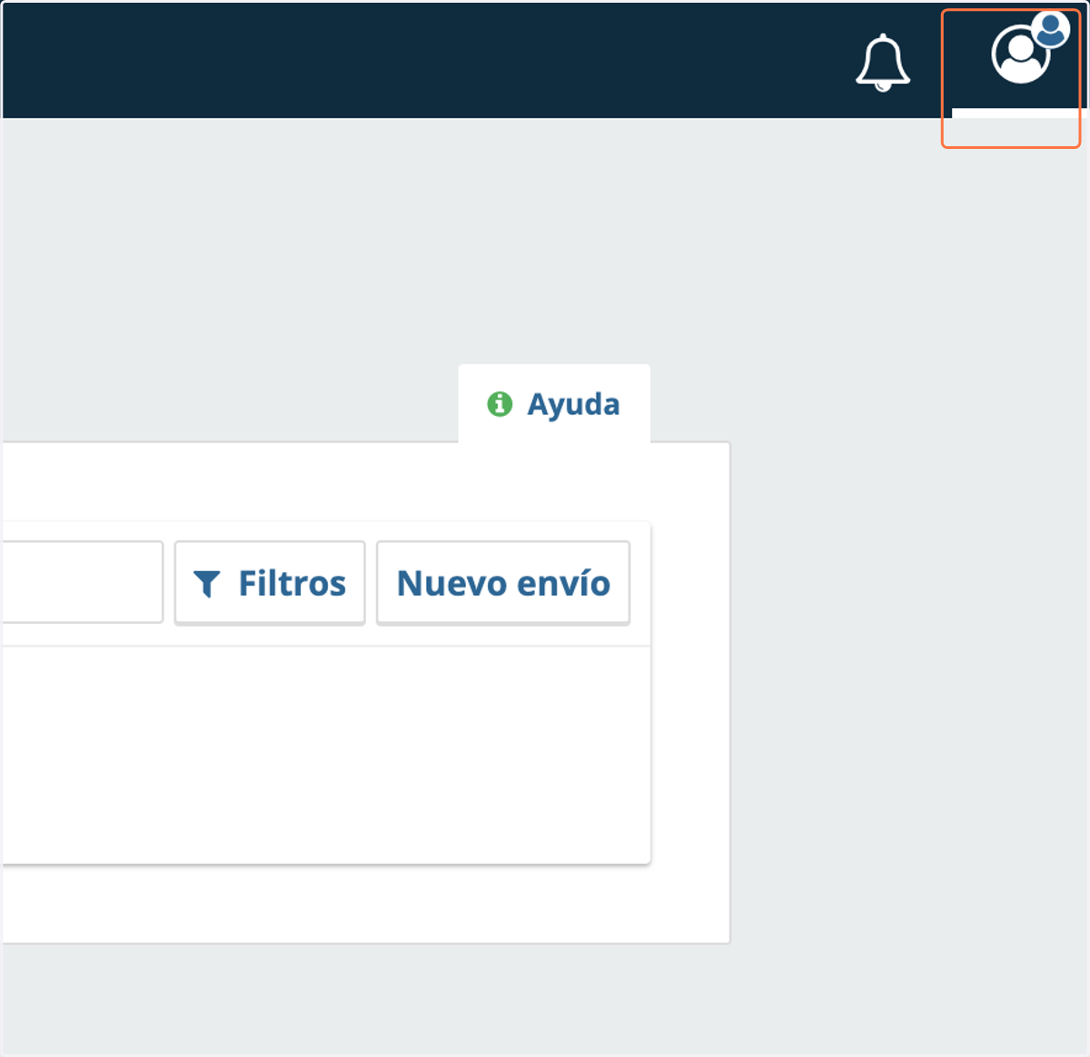Clic en ícono de usuario - Click on User icon