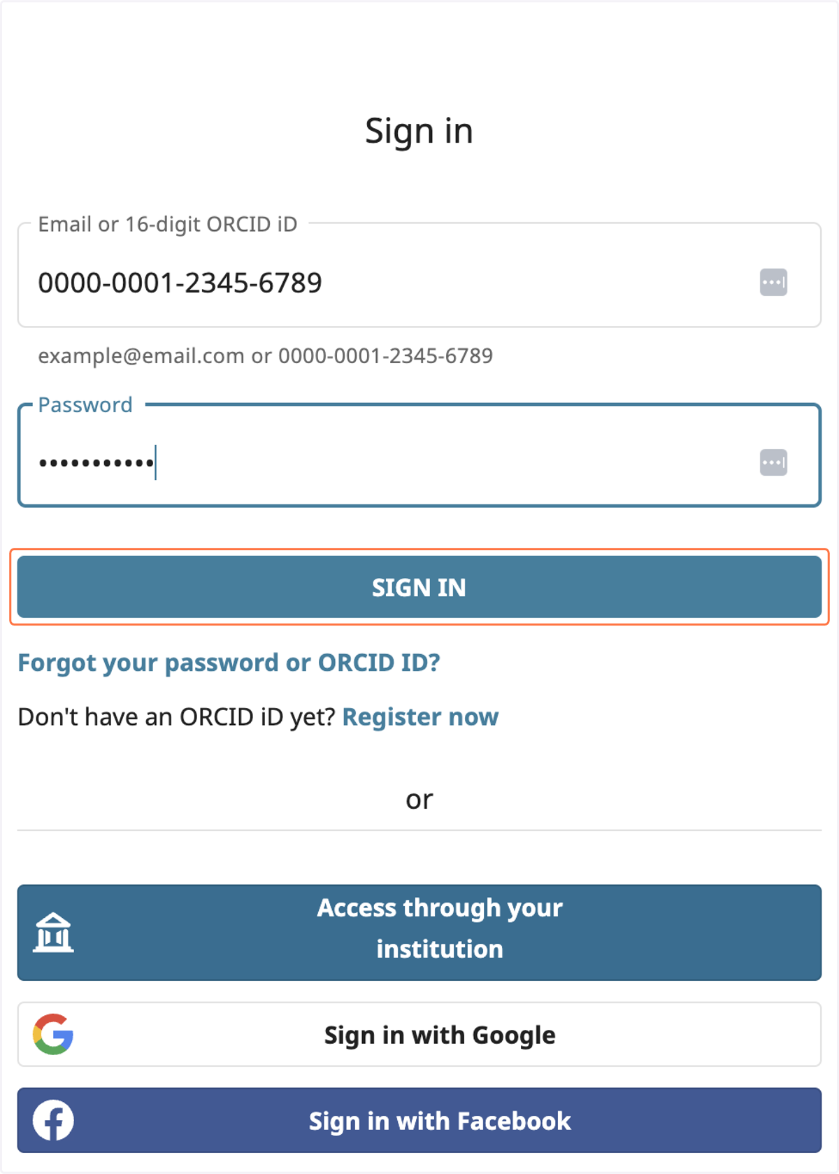 Clic en Sign In, seguir las instrucciones y autorizar a ORCID - Click on sign in, follow the instructions and accept ORCID to connect