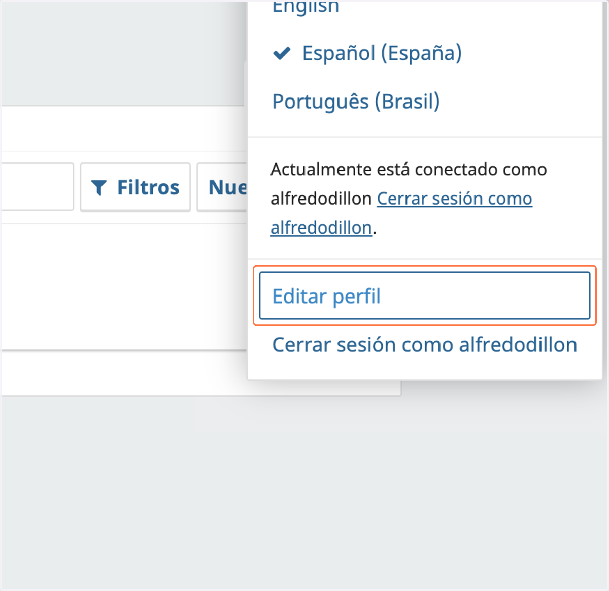 Clic en Editar perfil | Click on Edit profile