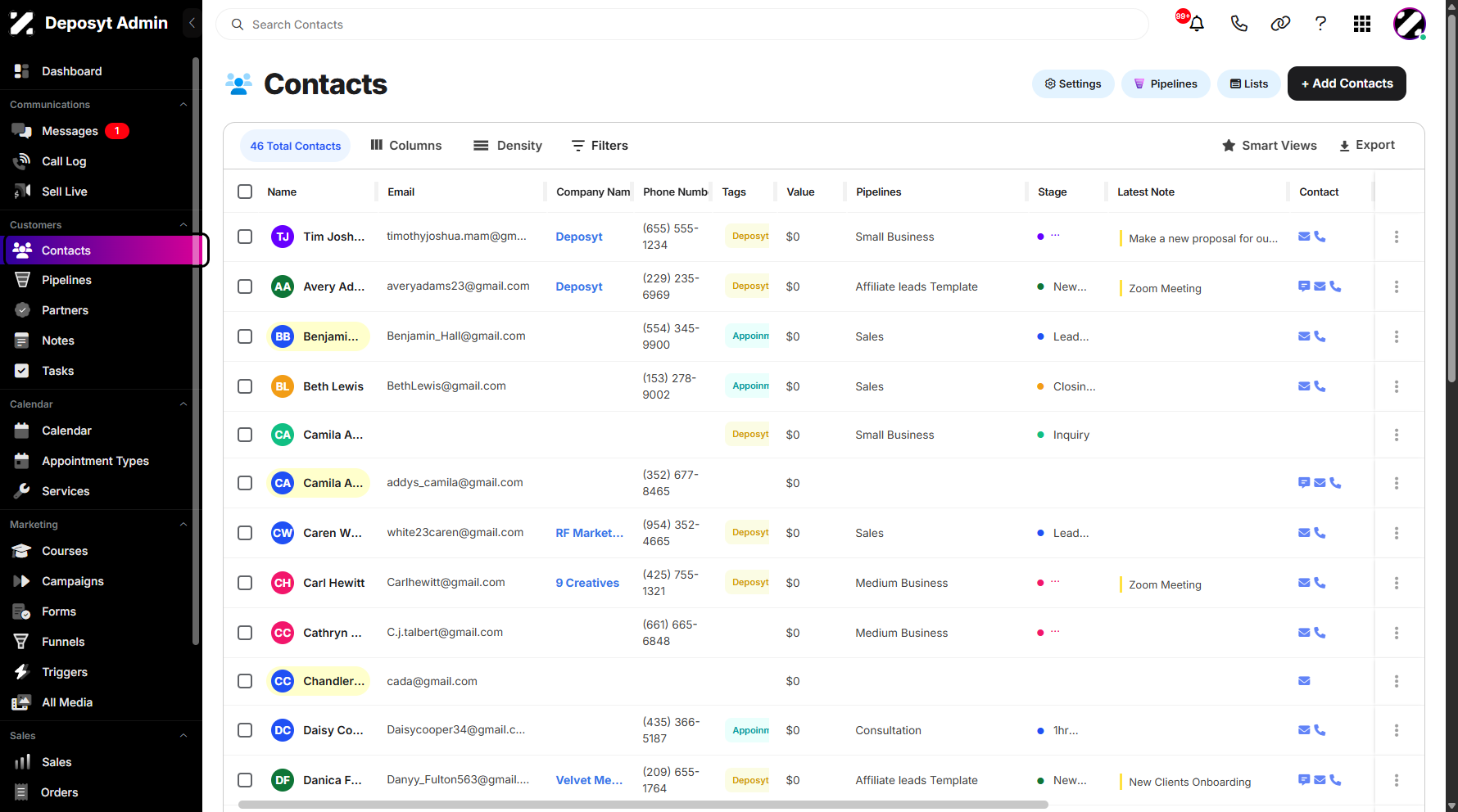 Step 2: Select a Contacts, then click on it. A contact record typically contains important details such as the person’s name, email address, phone number, company, and communication history.